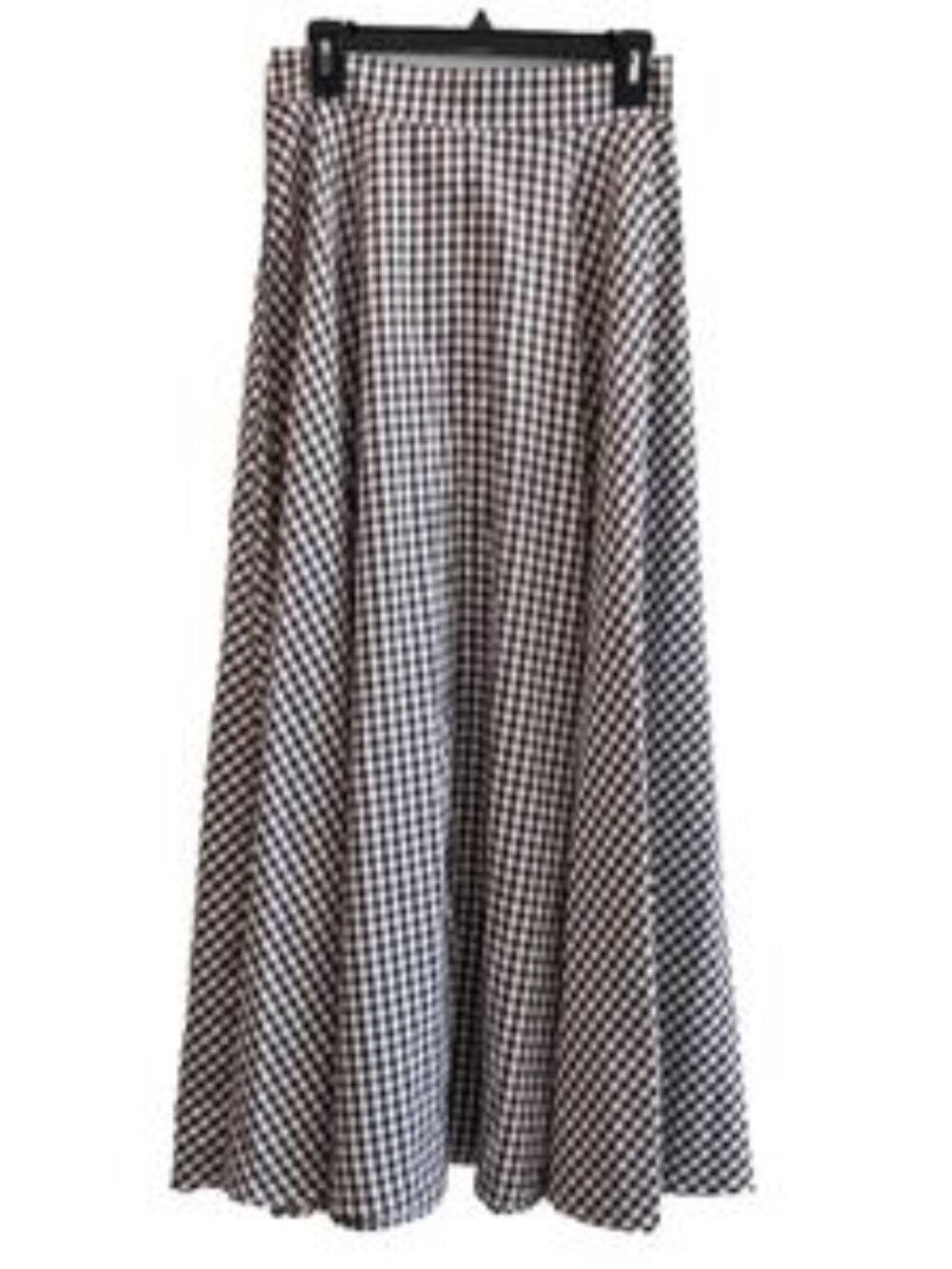 Women's Retro Plaid Black/White Long Maxi Skirt W/Side Pockets Size M